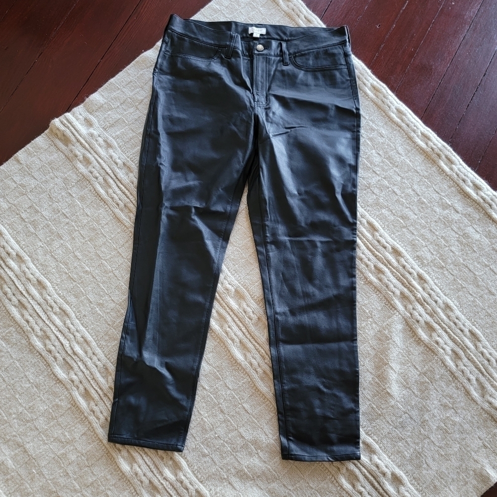 NWOT J Crew Vegan Leather High Rise Straight Ankle Pants size 31 Black